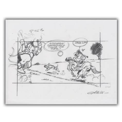 ex libris offset de lucky luke calco rantanplan 30x23cm