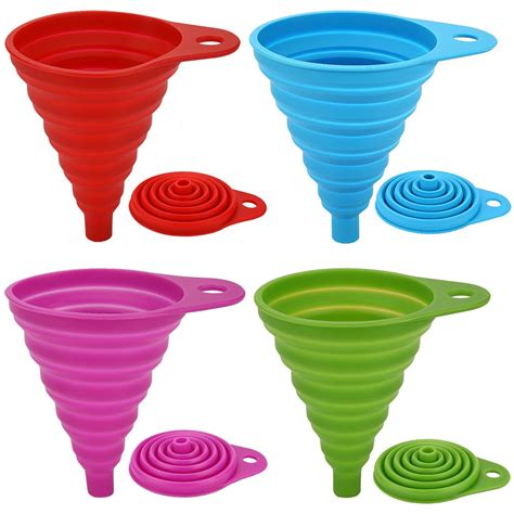 set   silicone collapsible funnel set small foldable flexible kitchen funnel  liquid