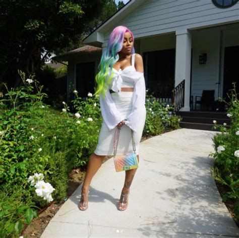 Blac Chyna Wears An All White Outfit And Rocks Rainbow Hair July 2017