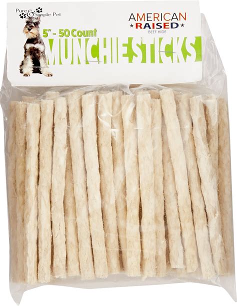 pure simple pet rawhide munchie sticks dog treat    count