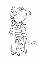 Leg Broken Mousie Girl Pages Requested Coloring Well Soon Choose Board sketch template