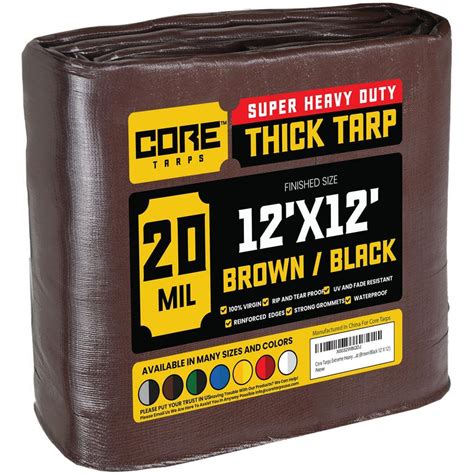 core tarps  ft   ft brown  black polyethylene heavy duty  mil tarp waterproof uv