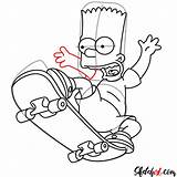 Bart Simpson Skateboard Draw Simpsons Drawing Easy Step Sketchok Cartoon sketch template