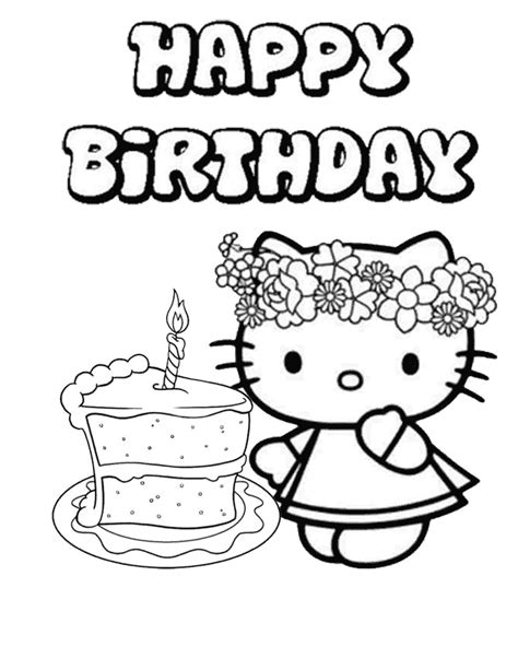 kitty coloring pages happy birthday coloring home