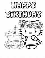 Coloring Birthday Kitty Happy Hello Pages Cake Printable Single Sheets Print Colouring Color Card Friends Grandma Book Popular Cartoon Procoloring sketch template