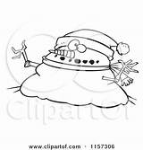 Snowman Santa Hat Christmas Cartoon Chubby Wearing Coloring Outlined Toonaday Clipart Vector Illustration Royalty Sledding 2021 sketch template