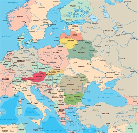 detailed printable map  europe world map  countries