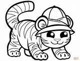 Tiger Coloring Cute Pages Tigers Cap Printable Print Drawing Preschool Cartoon Animals Paper Supercoloring sketch template