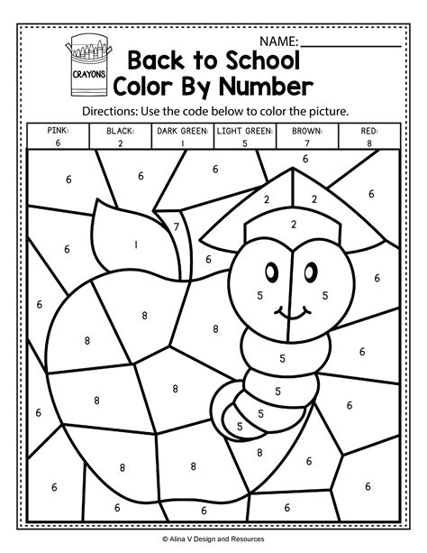 color  number math worksheets printable