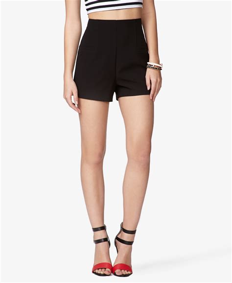 Forever 21 High Waisted Woven Shorts In Black Lyst