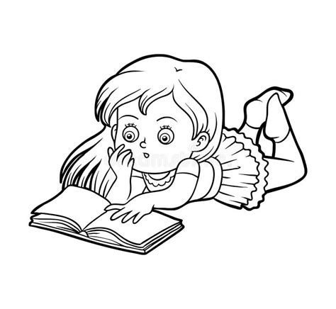 girl reading coloring pages