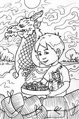 Dragon Boat Festival Coloring Chinese Pages Kids Sheet Drawing Festivals Crafts sketch template