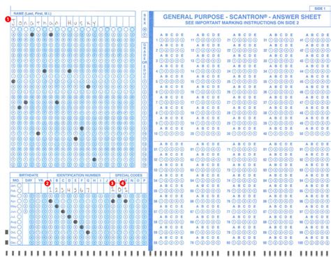 completing  submitting scantron exam scanning sheets  blank