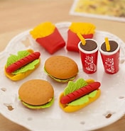 Image result for Wholesale! Cute Kawaii Cake Hamburger Food Drink Coke Eraser Set Stationery School Office Erase. Size: 176 x 185. Source: www.aliexpress.com
