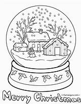 Coloring Snow Globe Pages Christmas Printable Kids Popular sketch template
