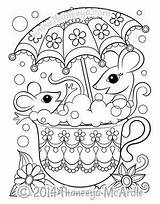 Coloring Thaneeya Kids Pages Teacup Mice Printable Adult Colouring Adults Cute sketch template