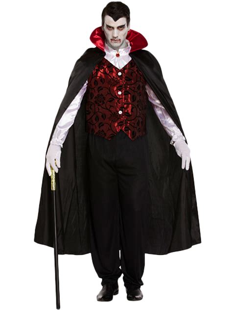 mens deluxe vampire costume adults dracula halloween fancy dress grave