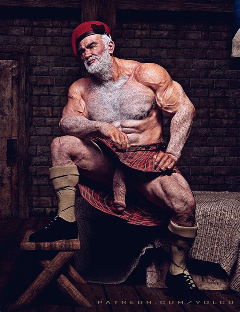 rule 34 3d beard flaccid hairy chest male male only muscles old man penis scottish white hair