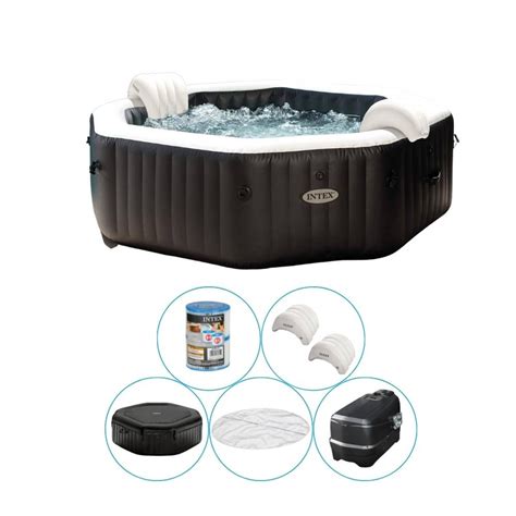 intex purespa jet bubble deluxe jacuzzi    cm zwart blokker jacuzzi bubble