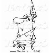Vector Outlined Dunce Wearing Hat Coloring Cartoon Man Punishment Royalty Stock sketch template