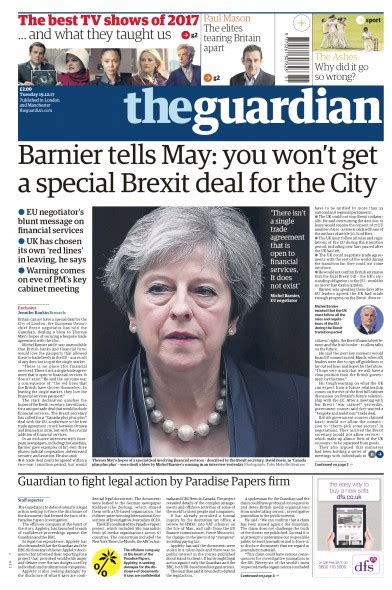 guardian uk front page   december  paperboy  newspapers
