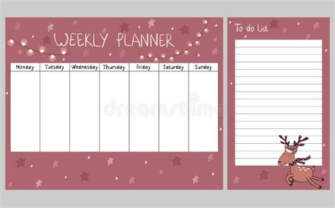 christmas weekly planner stock vector illustration  calendar