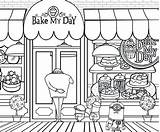 Bakery Coloring Pages Clipart Drawing Activities Color Fun Shop Kids Minions Store Printable Baker Cake Shopping Mall Minion Grus Cupcake sketch template