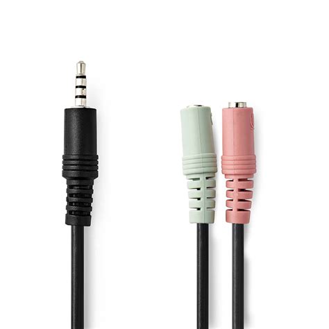 stereo audio cable  mm male   mm female nickel plated    black