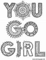 Coloring Go Girl Zentangle Adult Pages Printable sketch template