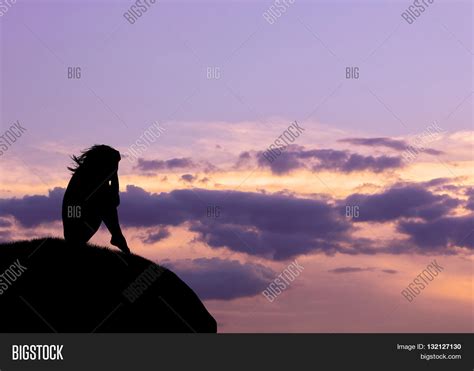 silhouette lonely sad image photo  trial bigstock