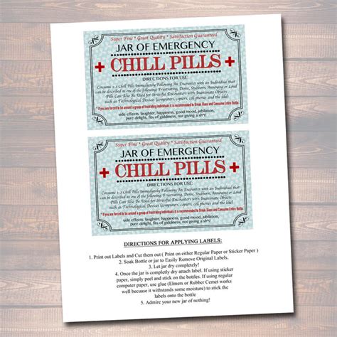 chill pill printable label labels ideas