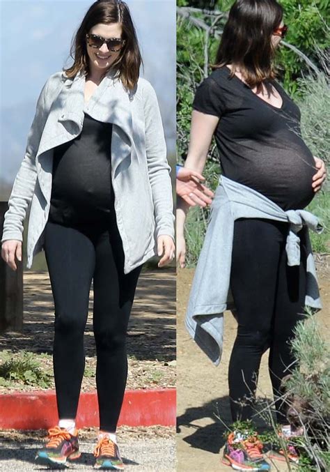 Heavily Pregnant Anne Hathaway Goes On A Hike With Her Husband And Hits