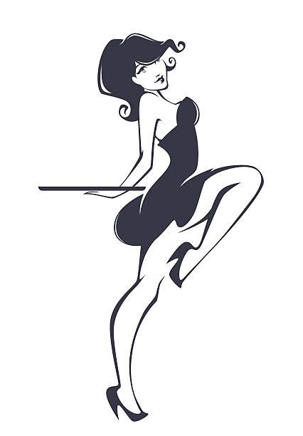 Pin Up Waitress Silhouettes Illustrations Royalty Free