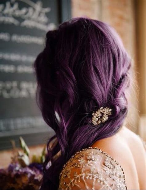 Eggplant Shade Of Purple Hair With Embellishments In 2020