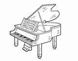 Pianoforte Coda Cauda Aberto Aperto Abierto Pintar Acolore Musica sketch template