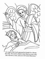 Joseph Angel Coloring Mary Pages Jesus Angels Gabriel Dream Craft Story Birth Visits Bible Sheet Kids Sunday School Preschool Announce sketch template