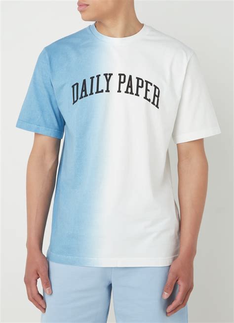 daily paper rebo  shirt met logo en dip dye dessin lichtblauw de bijenkorf