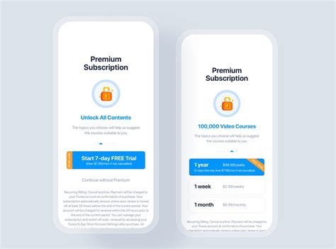 premium subscription ui concept offer app subscription flashcard app