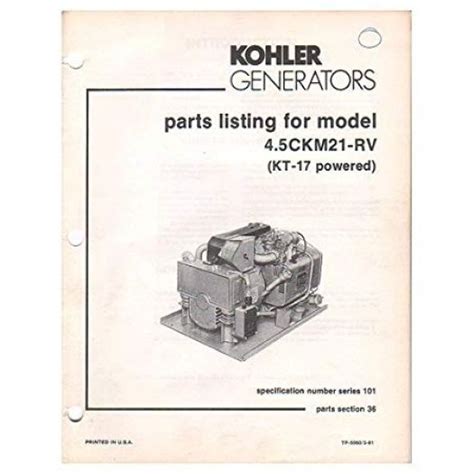 original  kohler generator parts listing  model ckm rv  tp  nokomis