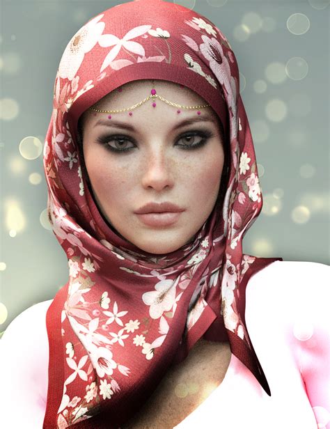 3d models dforce x fashion floral hijab for genesis 8 female s hot