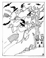 Witch Ghost Halloween Coloring Pages Hellokids Print Color sketch template