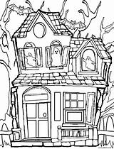 Coloring Pages Castle Spooky Haunted Getcolorings Printable sketch template