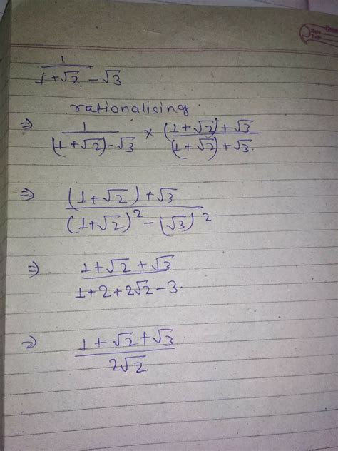 Express 1 Divided By 1 Root 2 Root 3 Rational