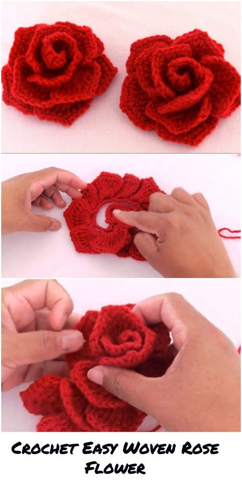 crochet easy woven rose flower crochet ideas crochet rose pattern