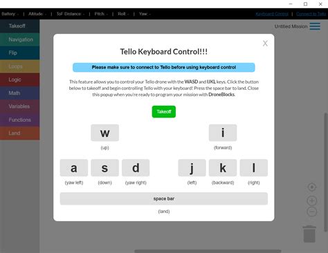droneblocks chrome app  supports keyboard control  tello  tello talent drones