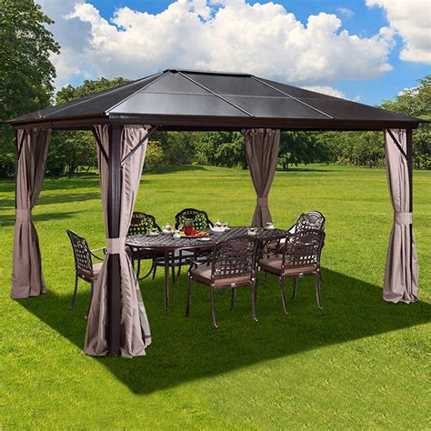 erommy  outdoor hardtop erommypolycarbonate gazebo canopy curtains aluminum frame