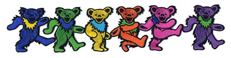 grateful dead 6 rainbow dancing bears in line patch gypsy rose