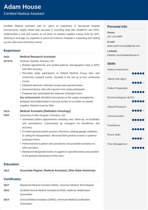medical assistant cv sample examples  writing tips