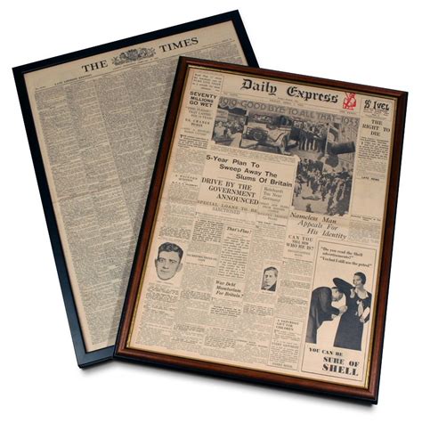 original british newspaper   picture frame
