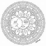 Coloring Moon Sun Pages Printable Mandala Adult Adults Para Colour Therapy Color Colorir Sheets Mandalas Sol App Colortherapy Try Lua sketch template